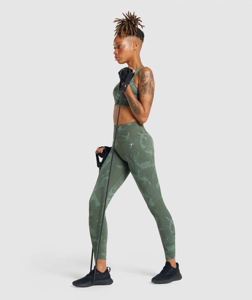 Women's Gymshark Adapt Camo Seamless Leggings Green | NZ 5VYNGW